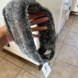 Calvin Klein Gray Faux Fur Headband NWT